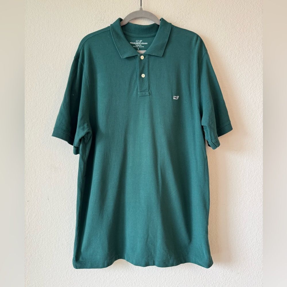 Vineyard Vines Men’s Classic Fit Polo Shirt Forest Green Sz L Pique Preppy Golf
